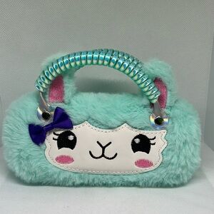 Llama sunglasses/eyeglasses hard case with handle faux fur